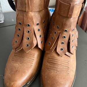 Ariat Brown Ankle Boots with Eyelet Fringe